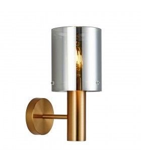Modern Wall Lamp Brass 1 Light  with Smoky Shade, E27 - 1