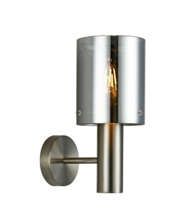 Modern Wall Lamp Satin Nickel 1 Light  with Smoky Shade, E27 - 1