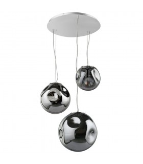 Modern Hanging Pendant Chrome 1 Light  with Smoky Shade, E27 - 1