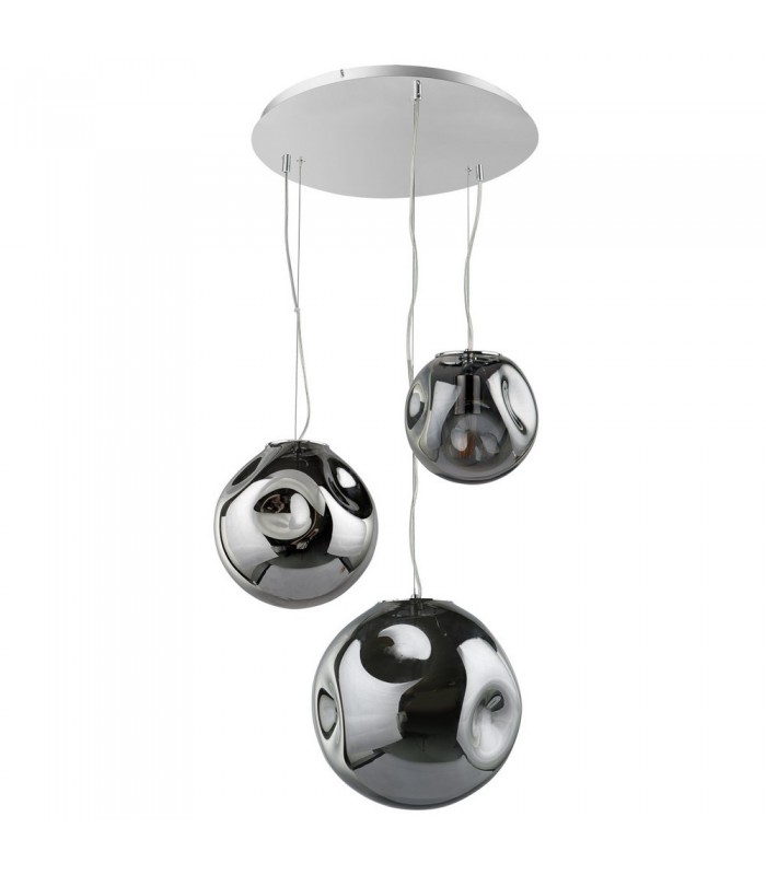 Modern Hanging Pendant Chrome 1 Light  with Smoky Shade, E27 - 1
