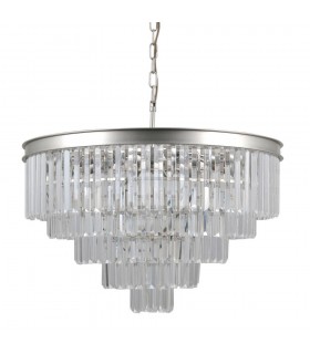Hanging Pendant Silver 11 Light  with Crystal Glass Shade, E14 - 1
