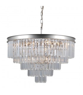 Hanging Pendant Silver 11 Light  with Crystal Glass Shade, E14 - 2