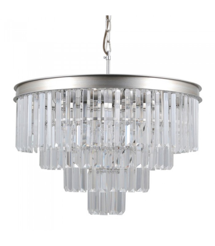 Hanging Pendant Silver 8 Light  with Crystal Glass Shade, E14 - 1