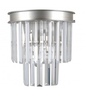 Wall Lamp Silver 2 Light  with Crystal Glass Shade, E14 - 1
