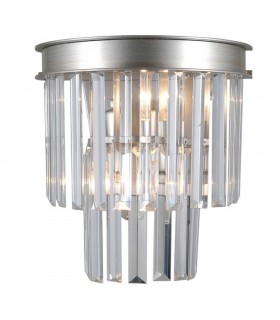 Wall Lamp Silver 2 Light  with Crystal Glass Shade, E14 - 2