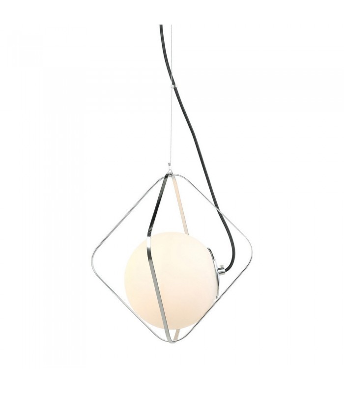 Modern Hanging Pendant Chrome, Black 1 Light  with White Shade, E27 Dimmable - 1