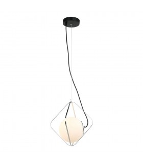 Modern Hanging Pendant Chrome, Black 1 Light  with White Shade, E27 Dimmable - 2
