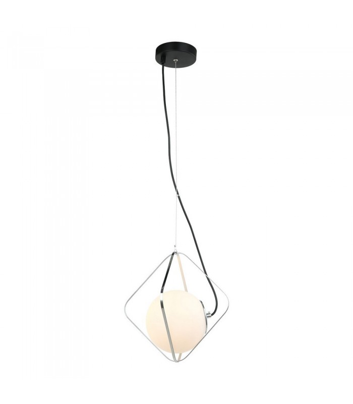 Modern Hanging Pendant Chrome, Black 1 Light  with White Shade, E27 Dimmable - 2