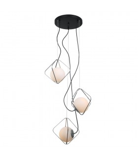 Modern Hanging Pendant Chrome, Black 3 Light  with White Shade, E27 Dimmable - 1