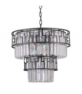 Modern Hanging Pendant Black Matt 7 Light , E14 - 1