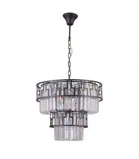 Modern Hanging Pendant Black Matt 7 Light , E14 - 2