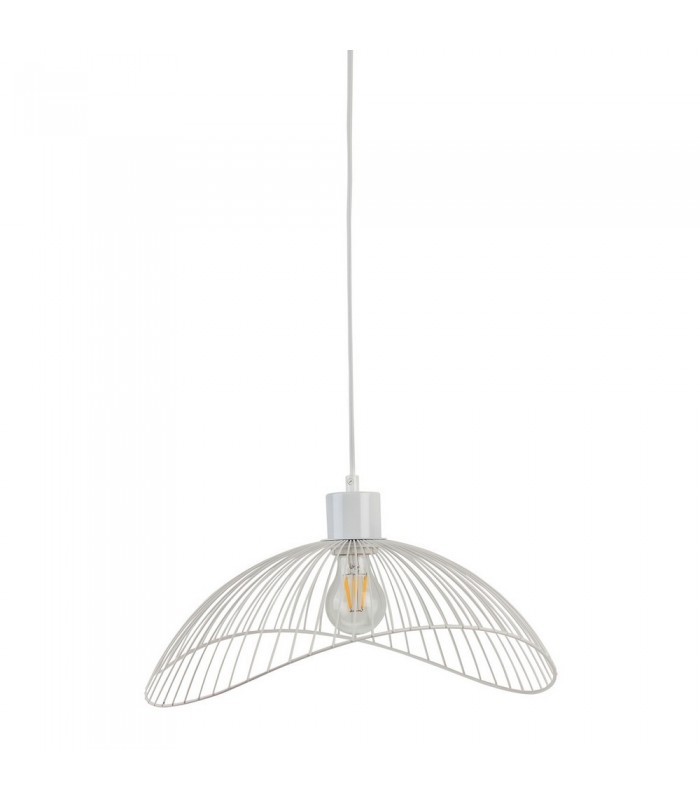 Modern Hanging Pendant Black Matt 1 Light  with White Matt Shade, E27 - 1