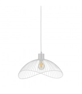 Modern Hanging Pendant Black Matt 1 Light  with White Matt Shade, E27 - 1