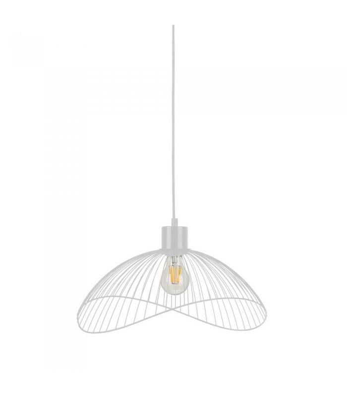 Modern Hanging Pendant Black Matt 1 Light  with White Matt Shade, E27 - 1