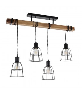 Industrial And Retro Hanging Pendant Black 4 Light , E27 - 1