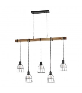 Industrial And Retro Hanging Pendant Black 5 Light , E27 - 1