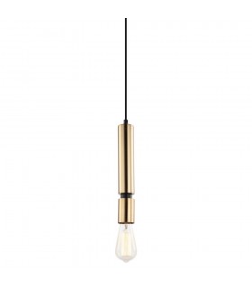 Modern Hanging Pendant Black 1 Light  with Brass Shade, E27 Dimmable - 1