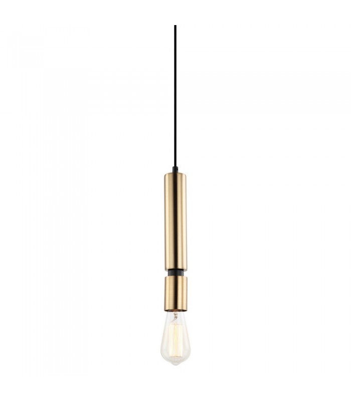 Modern Hanging Pendant Black 1 Light  with Brass Shade, E27 Dimmable - 1