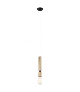 Modern Hanging Pendant Black 1 Light  with Brass Shade, E27 Dimmable - 2