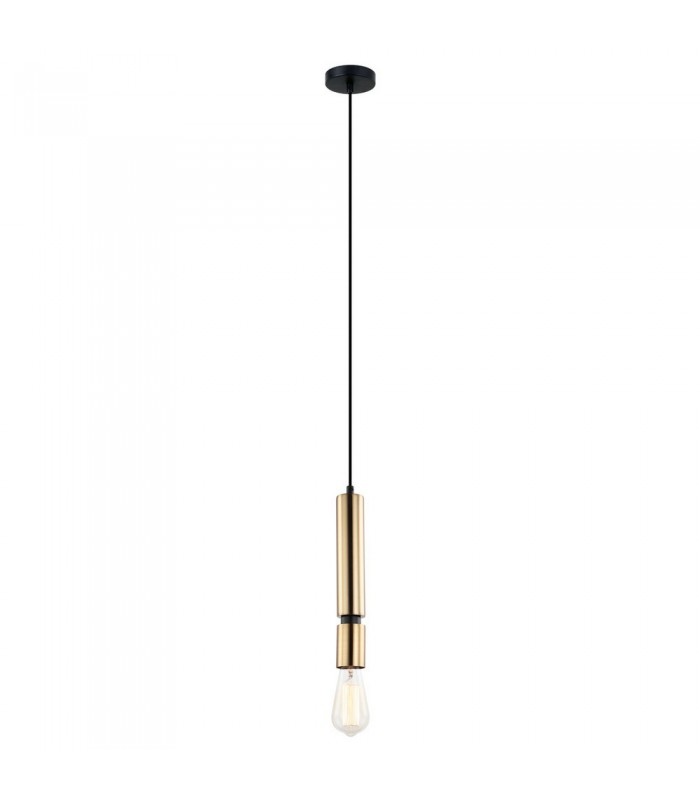 Modern Hanging Pendant Black 1 Light  with Brass Shade, E27 Dimmable - 2