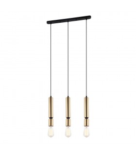 Modern Hanging Pendant Black 3 Light  with Brass Shade, E27 Dimmable - 1