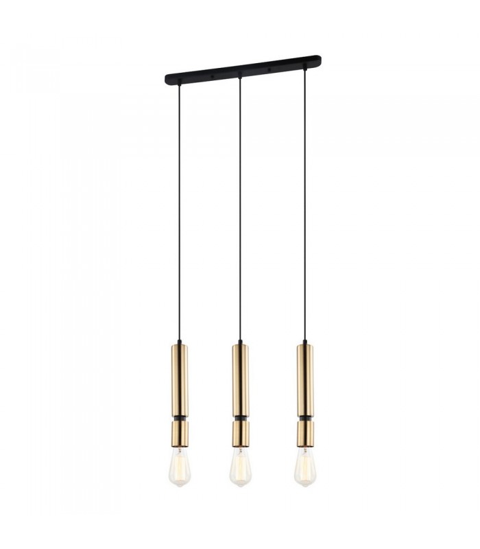 Modern Hanging Pendant Black 3 Light  with Brass Shade, E27 Dimmable - 1
