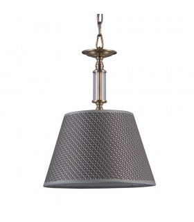 Classic Hanging Pendant Antique Bronze 1 Light  with Grey Shade, E14 - 1