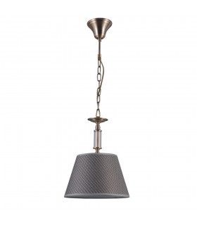 Classic Hanging Pendant Antique Bronze 1 Light  with Grey Shade, E14 - 2