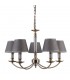 Classic Hanging Pendant Antique Bronze 5 Light  with Grey Shade, E14 - 1