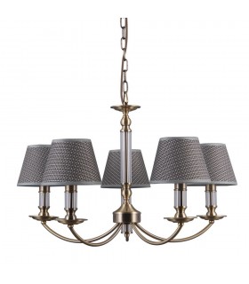 Classic Hanging Pendant Antique Bronze 5 Light  with Grey Shade, E14 - 1
