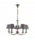 Classic Hanging Pendant Antique Bronze 5 Light  with Grey Shade, E14 - 2