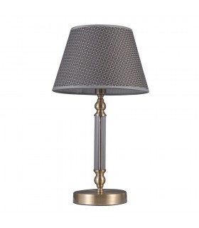 Classic Table Lamp Antique Bronze 1 Light  with Grey Shade, E14 - 1