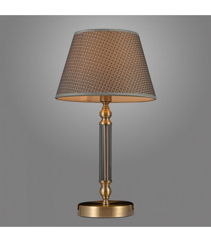 Classic Table Lamp Antique Bronze 1 Light  with Grey Shade, E14 - 2
