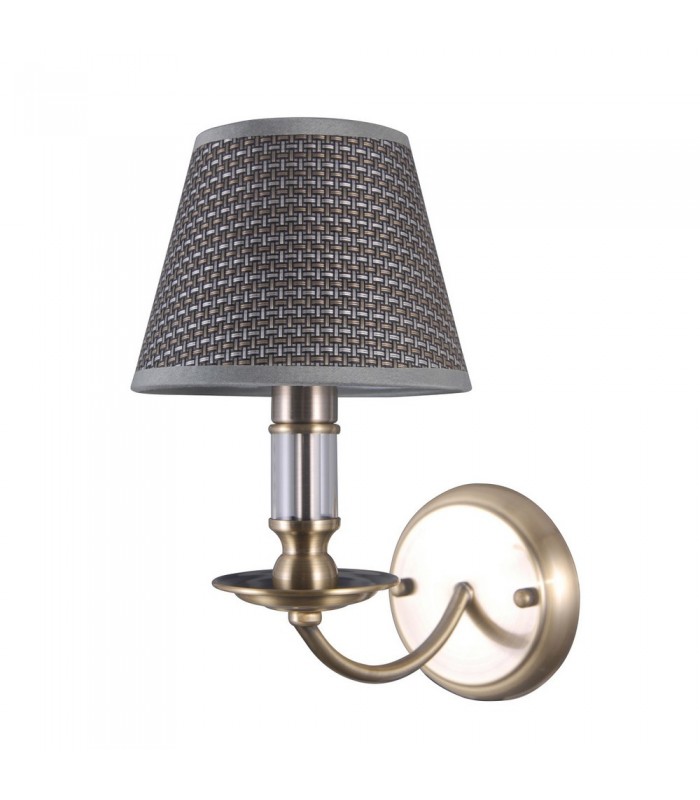 Classic Wall Lamp Antique Bronze 1 Light  with Grey Shade, E14 - 1