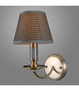 Classic Wall Lamp Antique Bronze 1 Light  with Grey Shade, E14 - 2