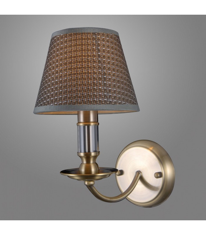 Classic Wall Lamp Antique Bronze 1 Light  with Grey Shade, E14 - 2