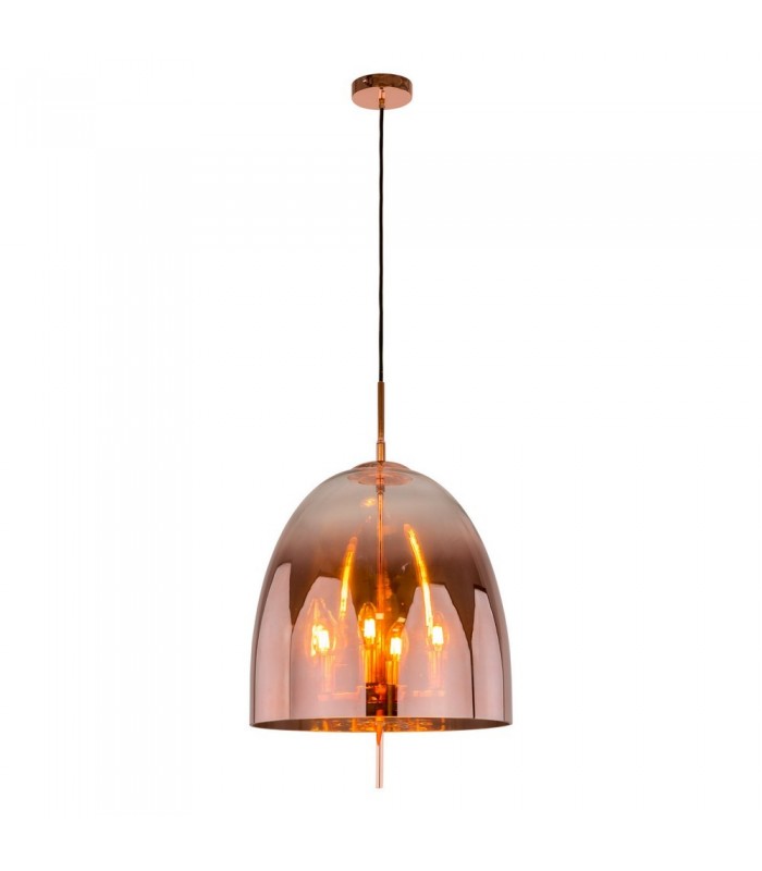 Modern Hanging Pendant Copper 4 Light  with Glass Shade, E14 - 2