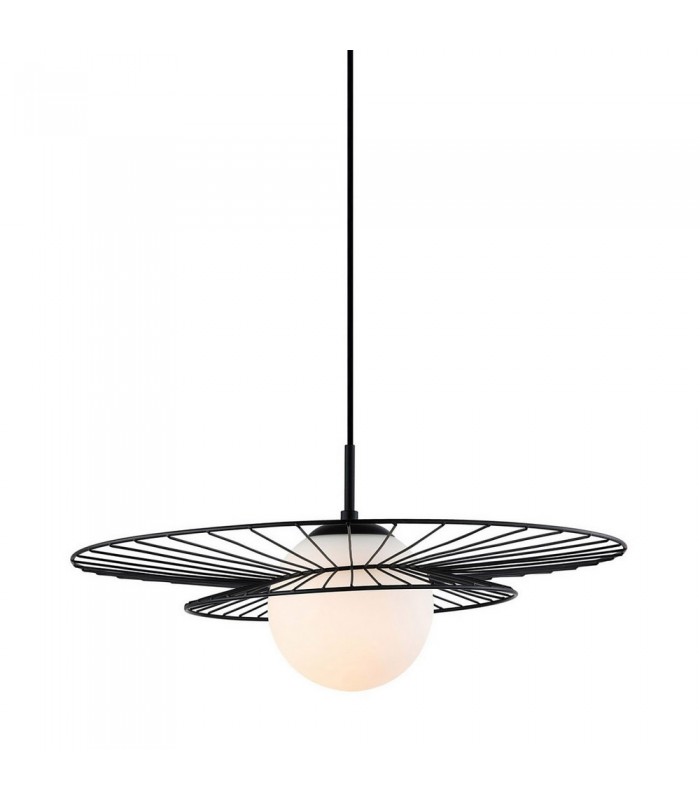 Modern Hanging Pendant Black 1 Light  with White Shade, E27 - 1