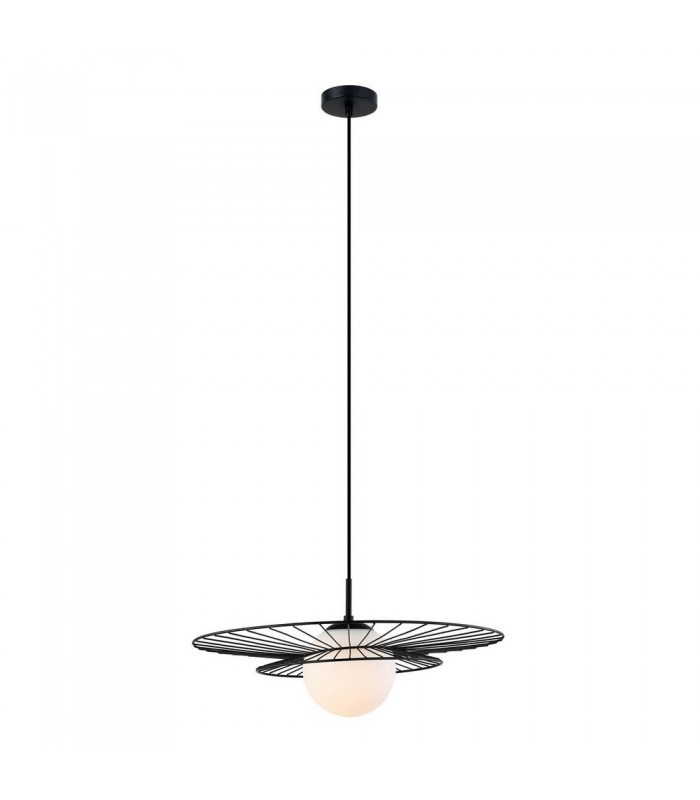 Modern Hanging Pendant Black 1 Light  with White Shade, E27 - 2
