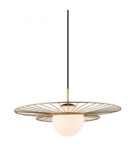 Modern Hanging Pendant Golden 1 Light  with White Shade, E27 - 1