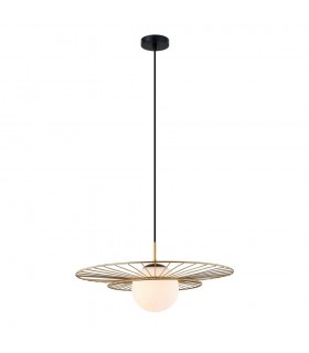 Modern Hanging Pendant Golden 1 Light  with White Shade, E27 - 2