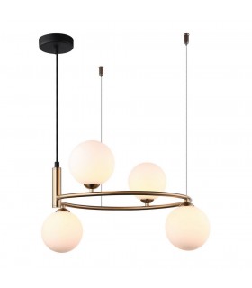 Modern Hanging Pendant Golden 4 Light  with White Shade, G9 - 1