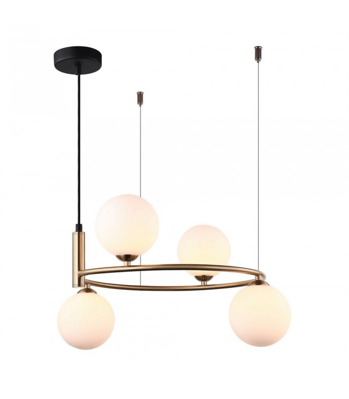 Modern Hanging Pendant Golden 4 Light  with White Shade, G9 - 1