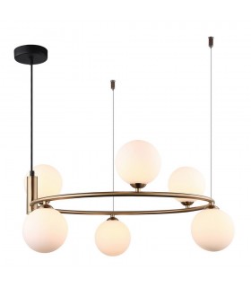 Modern Hanging Pendant Golden 6 Light  with White Shade, G9 - 1