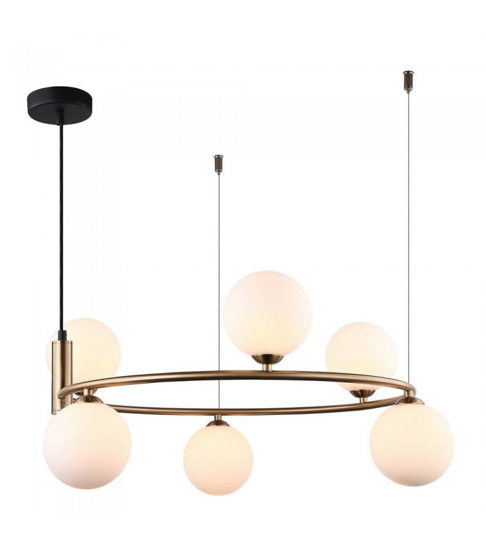 Modern Hanging Pendant Golden 6 Light  with White Shade, G9 - 1