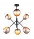 Modern Hanging Pendant Black, Gold 6 Light  with Zloty Shade, E14 - 1