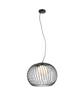 Modern Hanging Pendant Black 1 Light  with White Shade, E27 - 2