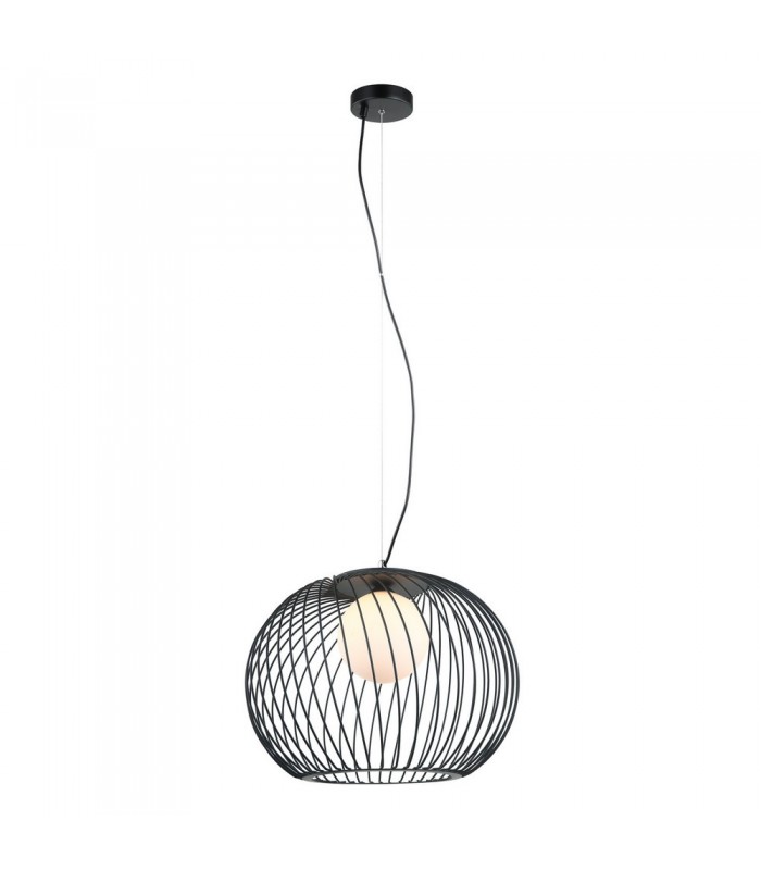 Modern Hanging Pendant Black 1 Light  with White Shade, E27 - 2