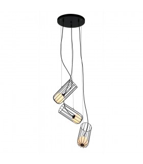 Modern Hanging Pendant Black 3 Light  with Black, White Shade, G9 - 1