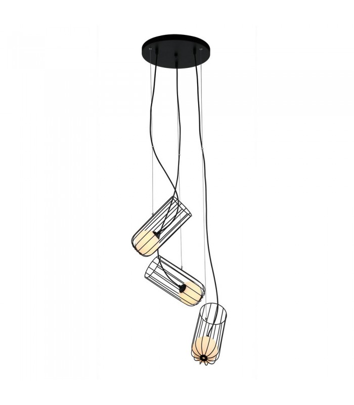 Modern Hanging Pendant Black 3 Light  with Black, White Shade, G9 - 1